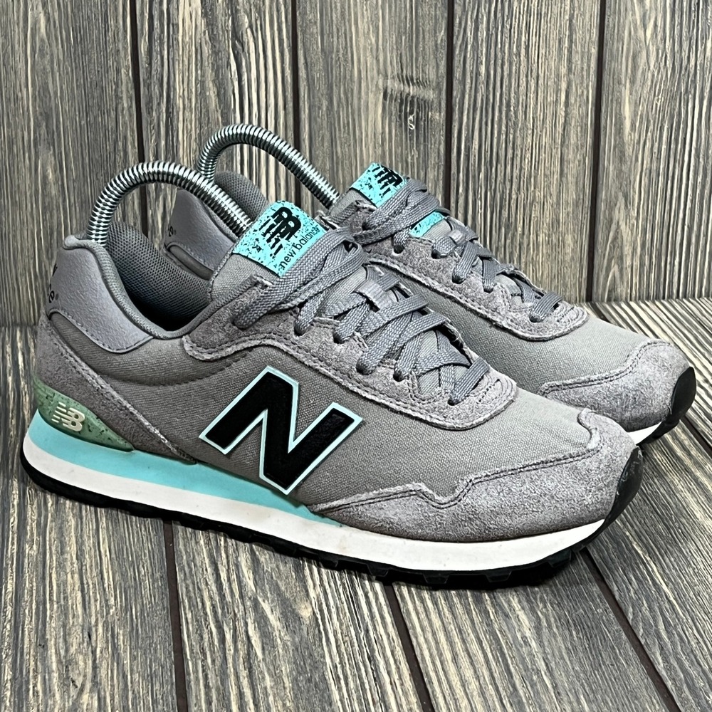 New Balance Sneakers Women 8 Gray Teal Suede Mesh‎ Retro Running Shoes WL515NBD